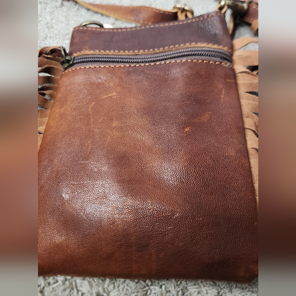 American Darling Crossbody Cowhide & Leather Purse With Fringe - Picture 3 of 13